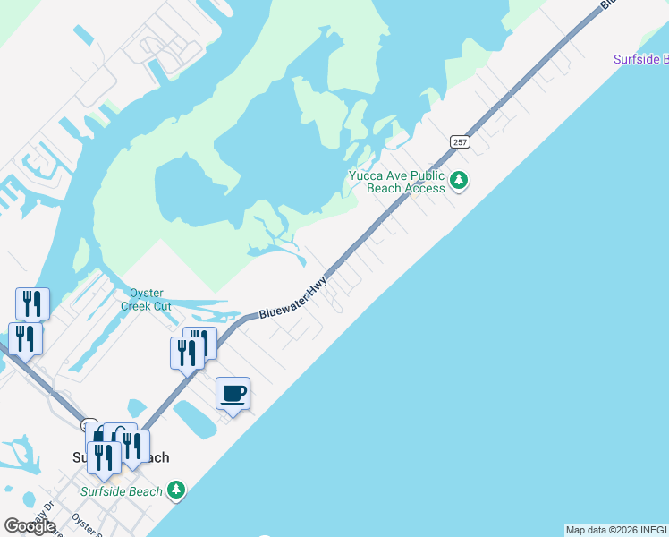 map of restaurants, bars, coffee shops, grocery stores, and more near 103 Ecret Court in Surfside Beach
