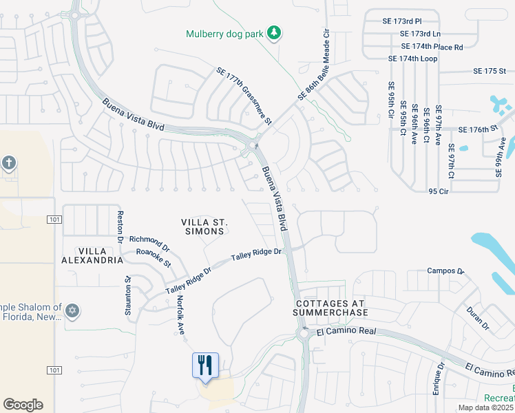 map of restaurants, bars, coffee shops, grocery stores, and more near 3020 Macon Court in The Villages