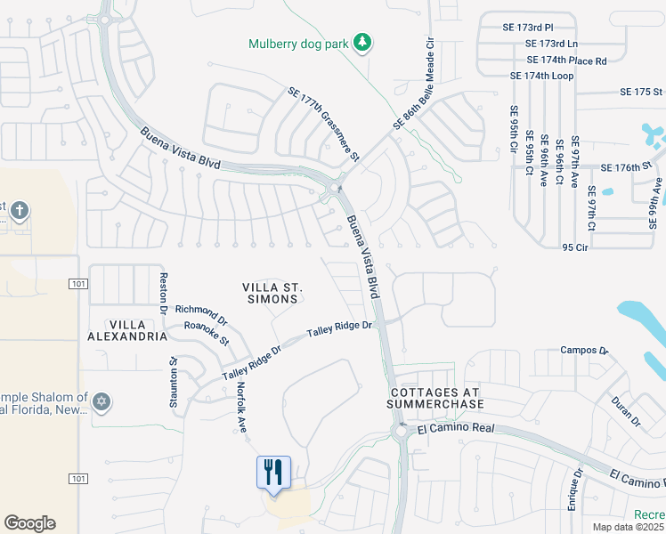 map of restaurants, bars, coffee shops, grocery stores, and more near 1905 Peachtree Avenue in Lady Lake