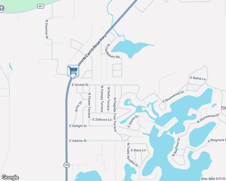 map of restaurants, bars, coffee shops, grocery stores, and more near 6560 North Pagoda Tree Terrace in Hernando
