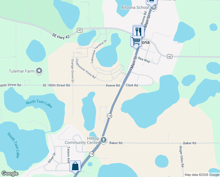 map of restaurants, bars, coffee shops, grocery stores, and more near 18316 Keene Road in Altoona