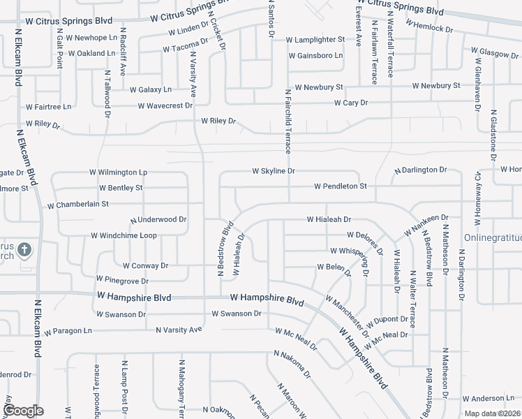 map of restaurants, bars, coffee shops, grocery stores, and more near 6650 North Bedstrow Boulevard in Citrus Springs