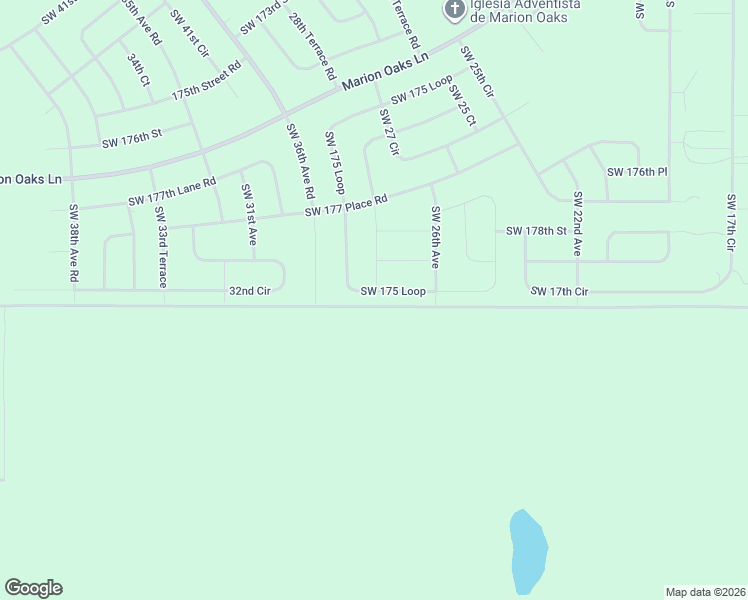 map of restaurants, bars, coffee shops, grocery stores, and more near 2653 Southwest 175 Loop in Ocala