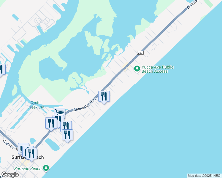 map of restaurants, bars, coffee shops, grocery stores, and more near 142 Howard Avenue in Surfside Beach