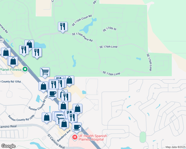 map of restaurants, bars, coffee shops, grocery stores, and more near 17970 Southeast 115th Circle in Summerfield