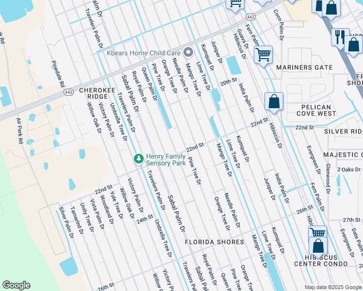 map of restaurants, bars, coffee shops, grocery stores, and more near 2126 Pine Tree Drive in Edgewater