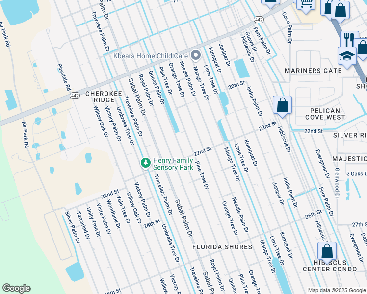 map of restaurants, bars, coffee shops, grocery stores, and more near 2126 Pine Tree Drive in Edgewater