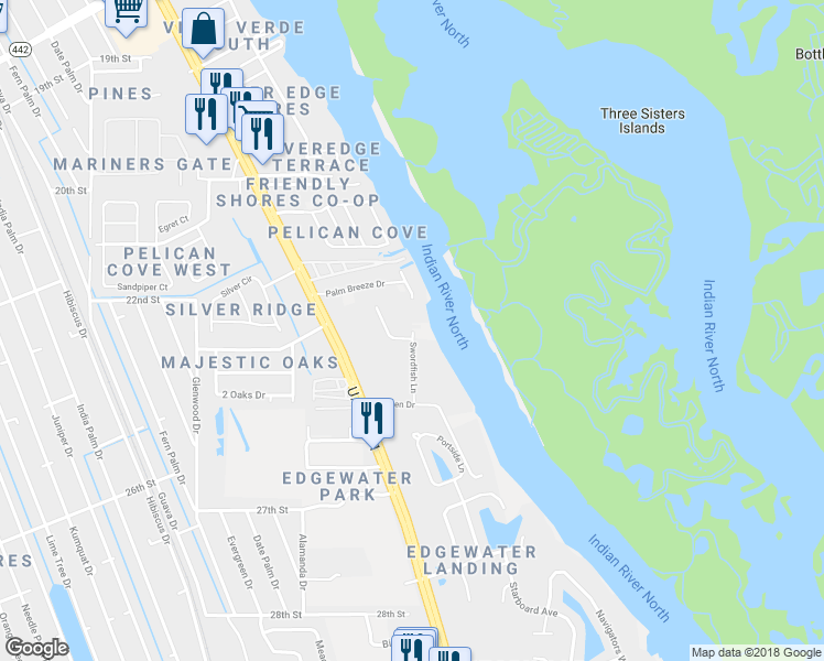 map of restaurants, bars, coffee shops, grocery stores, and more near Swordfish Lane in Edgewater