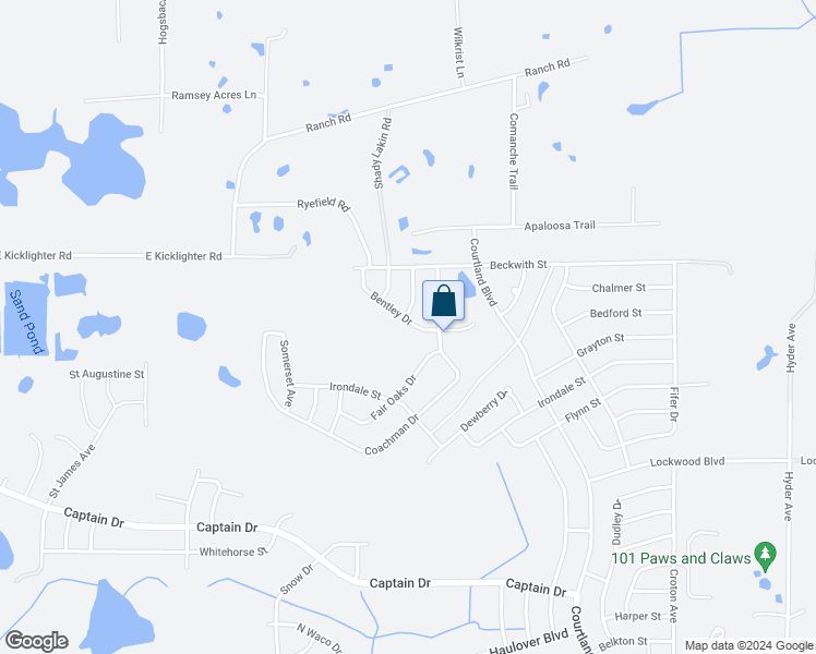 map of restaurants, bars, coffee shops, grocery stores, and more near 2671 Bentley Drive in Deltona