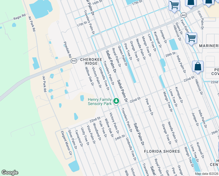 map of restaurants, bars, coffee shops, grocery stores, and more near 2105 Umbrella Tree Drive in Edgewater