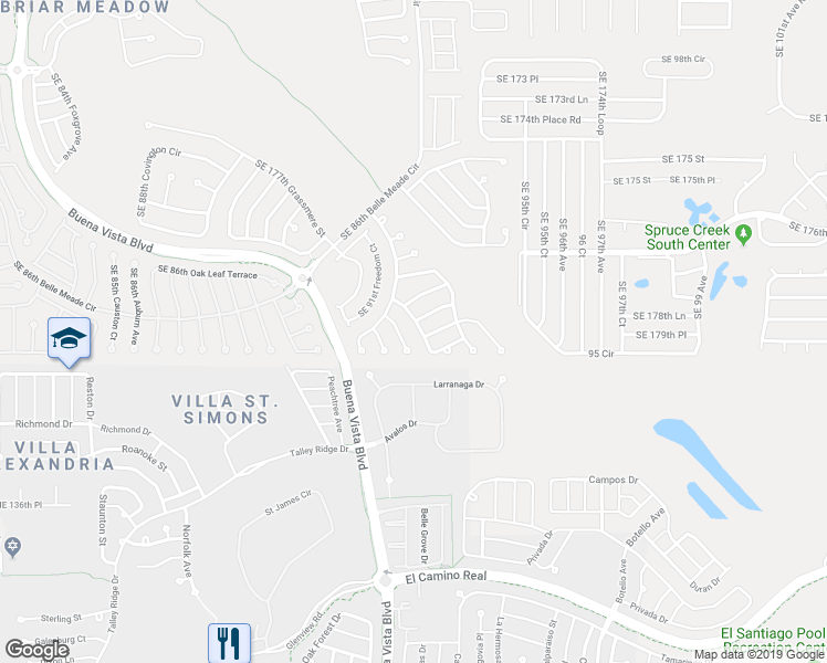 map of restaurants, bars, coffee shops, grocery stores, and more near 17890 Southeast 92nd Amory Avenue in The Villages