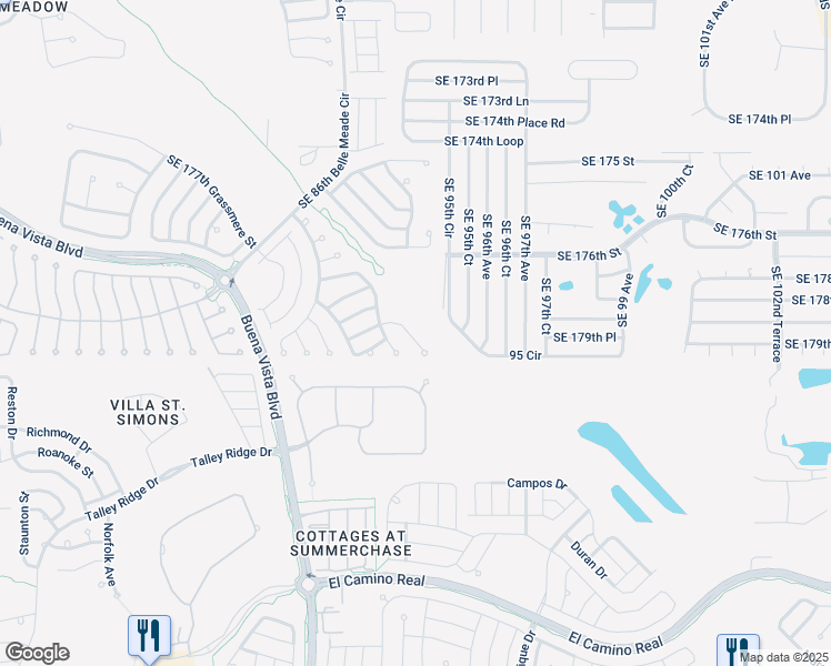map of restaurants, bars, coffee shops, grocery stores, and more near 9259 Southeast 179th Wesley Street in The Villages