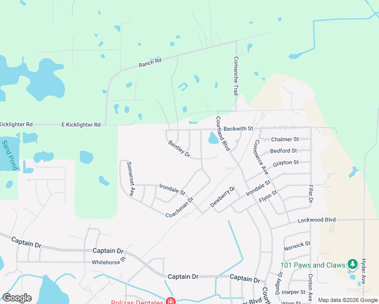 map of restaurants, bars, coffee shops, grocery stores, and more near 2648 Bentley Drive in Deltona