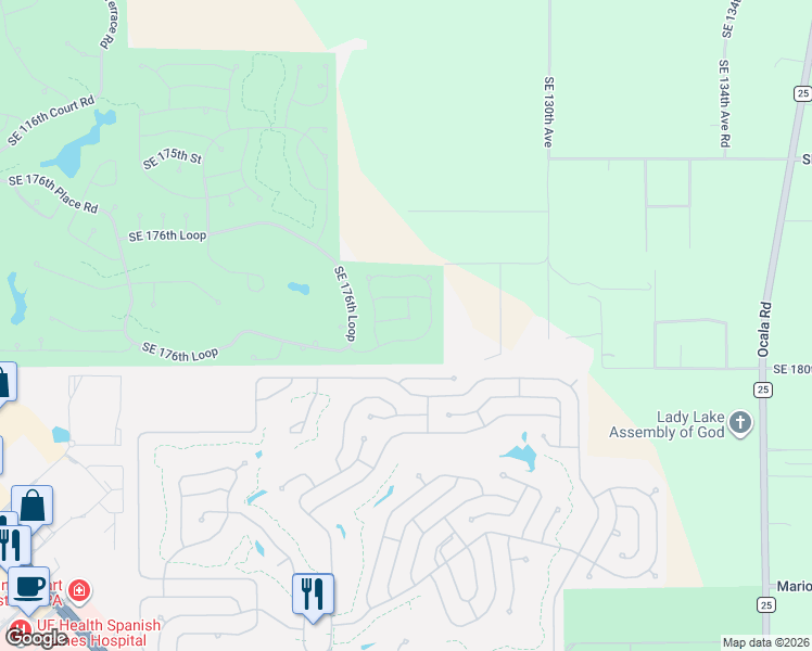 map of restaurants, bars, coffee shops, grocery stores, and more near 12609 Southeast 178th Lane Road in Summerfield