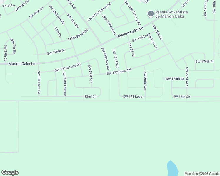 map of restaurants, bars, coffee shops, grocery stores, and more near 17889 Southwest 36th Avenue Road in Ocala