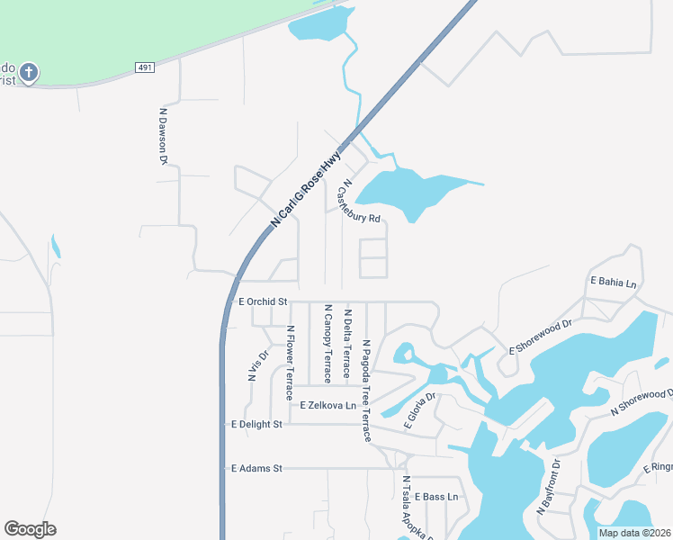 map of restaurants, bars, coffee shops, grocery stores, and more near 6781 North Birch Terrace in Hernando
