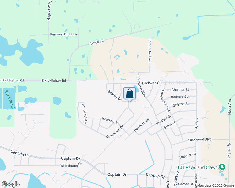 map of restaurants, bars, coffee shops, grocery stores, and more near 2648 Bentley Drive in Deltona