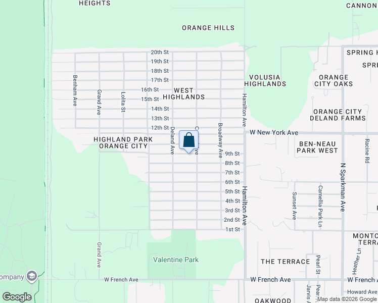 map of restaurants, bars, coffee shops, grocery stores, and more near 1325 9th Street in Orange City