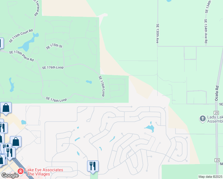 map of restaurants, bars, coffee shops, grocery stores, and more near 17780 Southeast 125th Circle in Summerfield