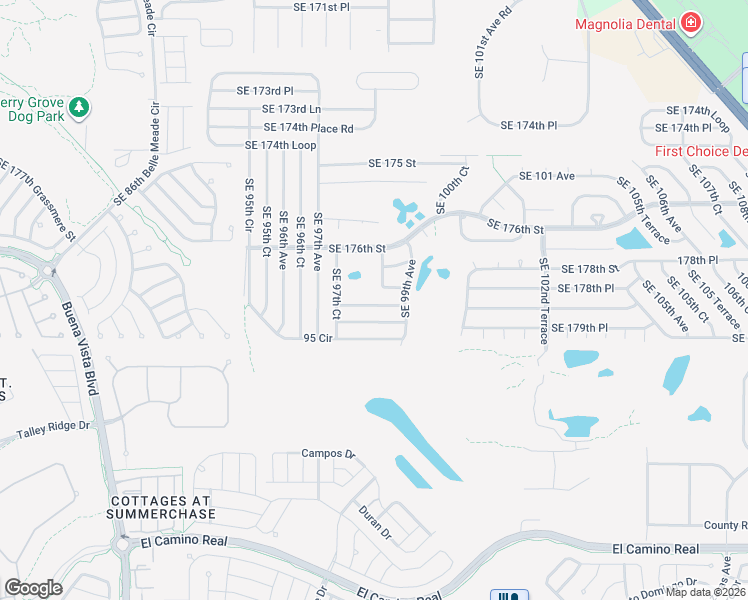 map of restaurants, bars, coffee shops, grocery stores, and more near 9847 Southeast 178th Lane in Summerfield