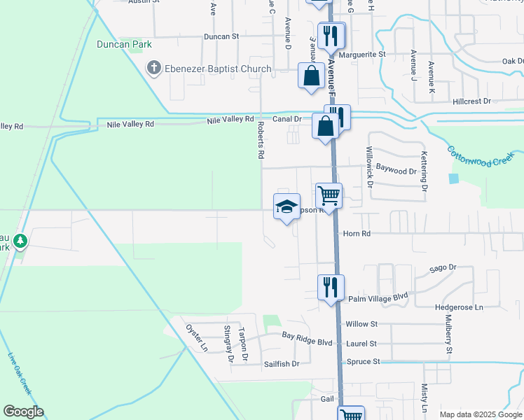 map of restaurants, bars, coffee shops, grocery stores, and more near 418 Thompson Drive in Bay City