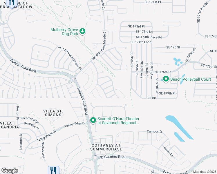 map of restaurants, bars, coffee shops, grocery stores, and more near 9270 Southeast 178th Madeline Lane in The Villages