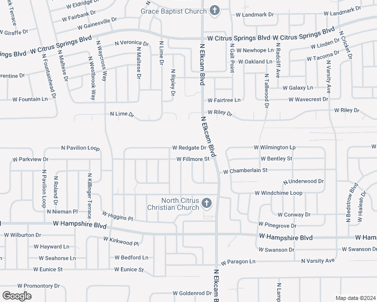 map of restaurants, bars, coffee shops, grocery stores, and more near 2756 West Redgate Drive in Citrus Springs
