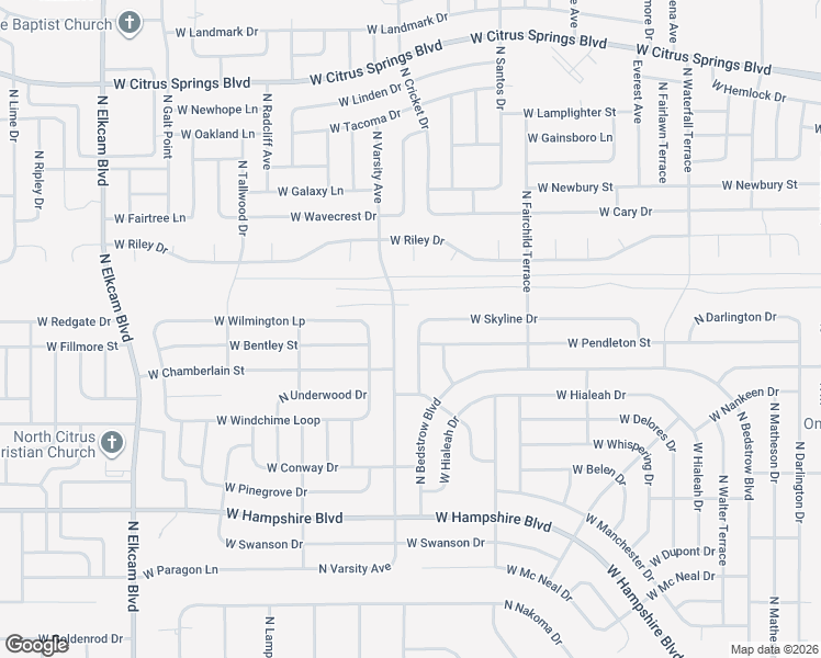 map of restaurants, bars, coffee shops, grocery stores, and more near 1947 West Skyline Drive in Citrus Springs