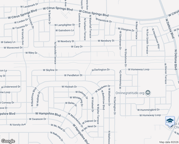 map of restaurants, bars, coffee shops, grocery stores, and more near 6795 North Darlington Drive in Citrus Springs