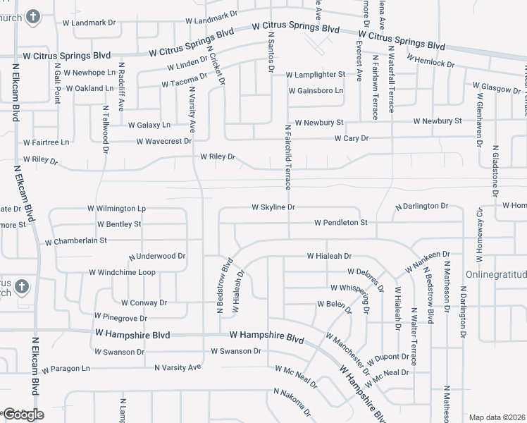 map of restaurants, bars, coffee shops, grocery stores, and more near 1762 West Skyline Drive in Citrus Springs