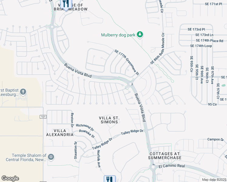 map of restaurants, bars, coffee shops, grocery stores, and more near 17865 Southeast 88th Cascade Court in The Villages