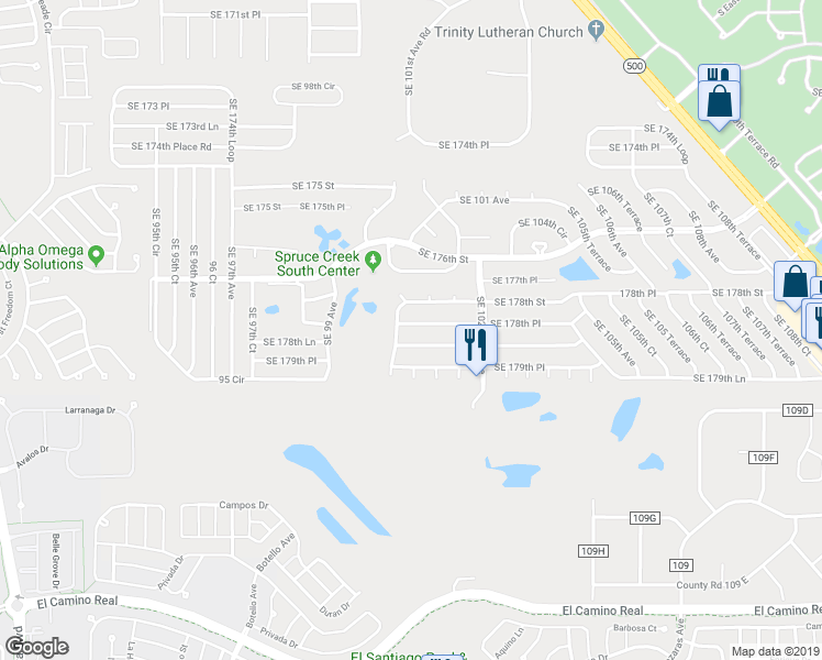 map of restaurants, bars, coffee shops, grocery stores, and more near 10110 Southeast 178th Place in Summerfield