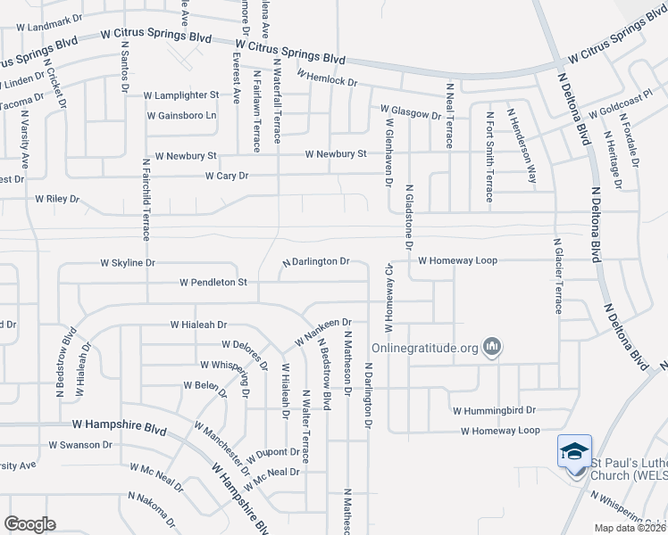 map of restaurants, bars, coffee shops, grocery stores, and more near 6734 North Darlington Drive in Citrus Springs