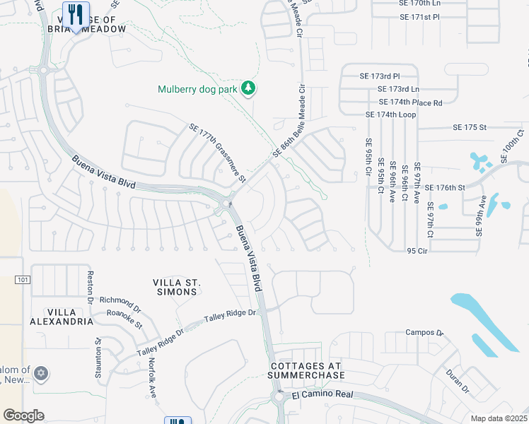 map of restaurants, bars, coffee shops, grocery stores, and more near 17855 Southeast 91st Gaylark Avenue in The Villages