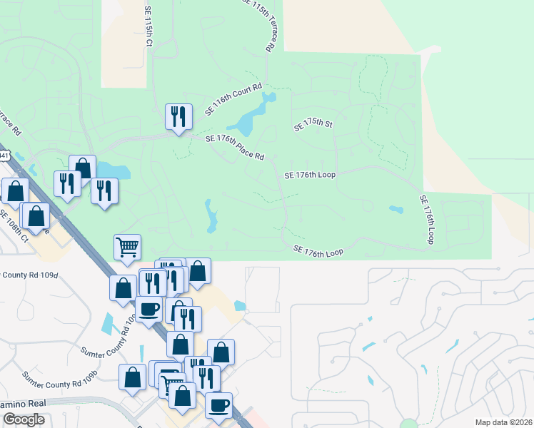map of restaurants, bars, coffee shops, grocery stores, and more near 11931 Southeast 179th Street in Summerfield
