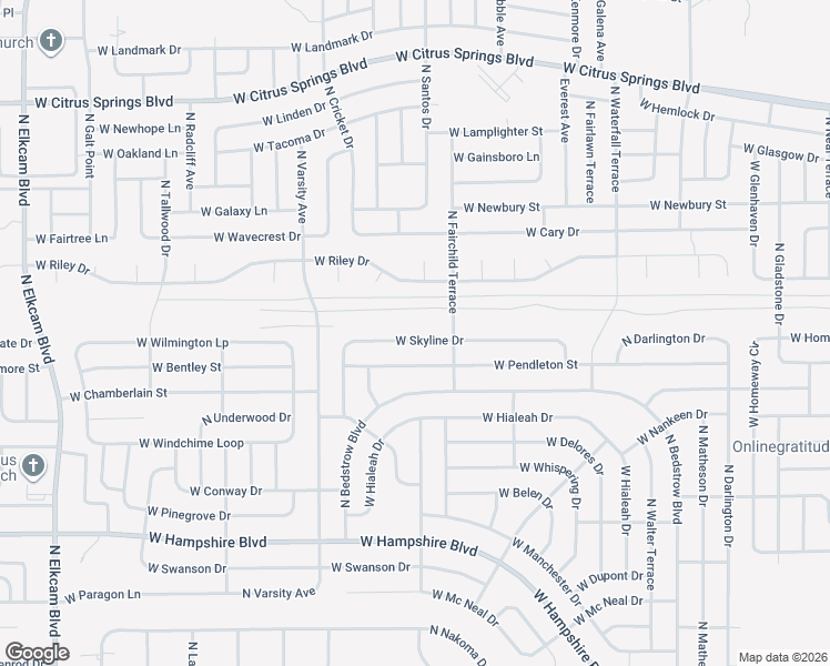 map of restaurants, bars, coffee shops, grocery stores, and more near 1762 West Skyline Drive in Citrus Springs