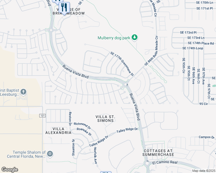map of restaurants, bars, coffee shops, grocery stores, and more near 17865 Southeast 88th Cascade Court in The Villages