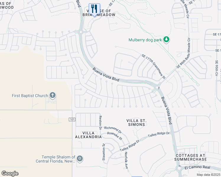 map of restaurants, bars, coffee shops, grocery stores, and more near 17785 Southeast 85th Causton Court in The Villages