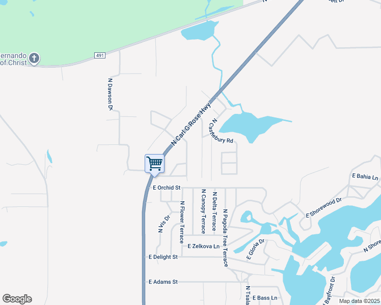 map of restaurants, bars, coffee shops, grocery stores, and more near 6915 North Carl G Rose Highway in Hernando