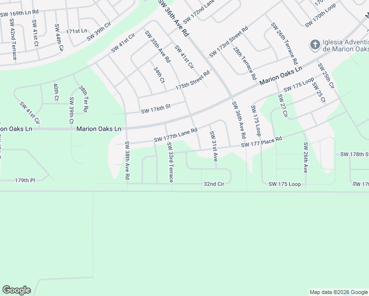 map of restaurants, bars, coffee shops, grocery stores, and more near 3360 Southwest 177th Lane Road in Ocala