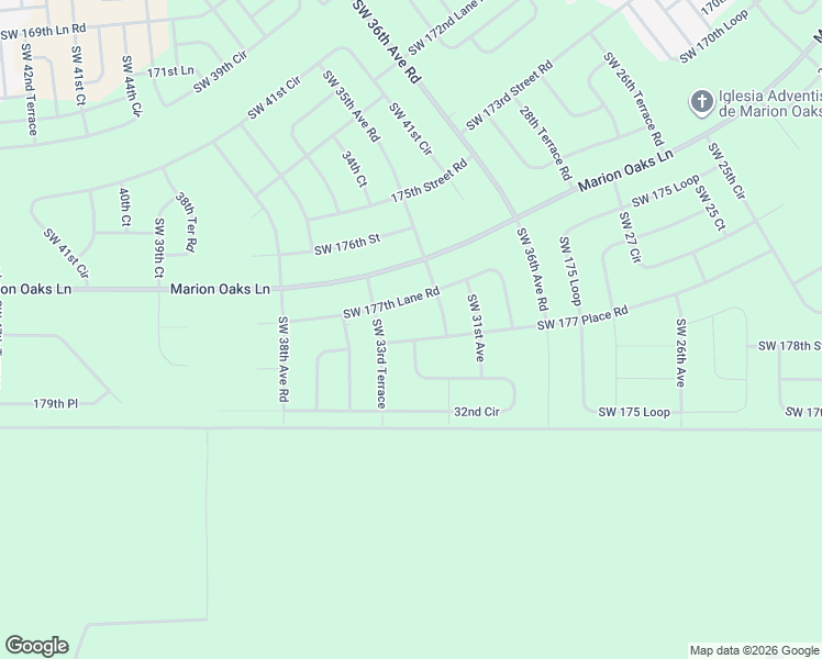 map of restaurants, bars, coffee shops, grocery stores, and more near 3360 Southwest 177th Lane Road in Ocala