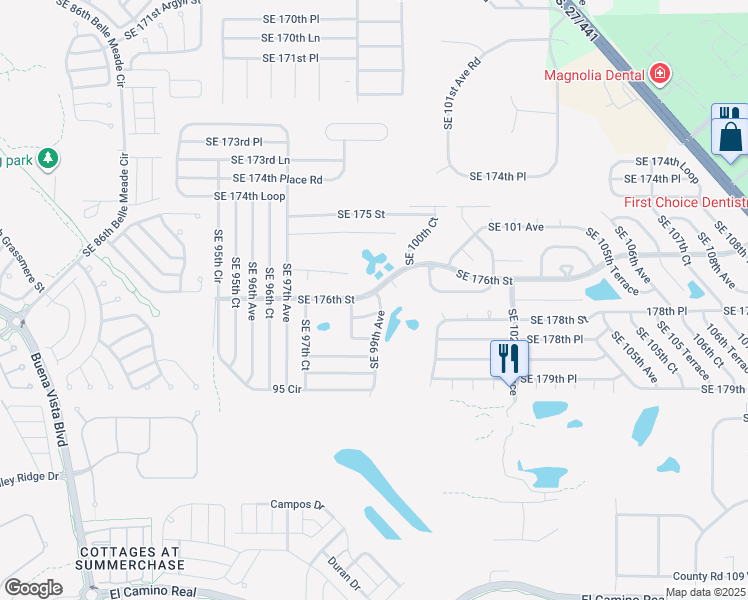 map of restaurants, bars, coffee shops, grocery stores, and more near 17764 Southeast 99th Avenue in Summerfield