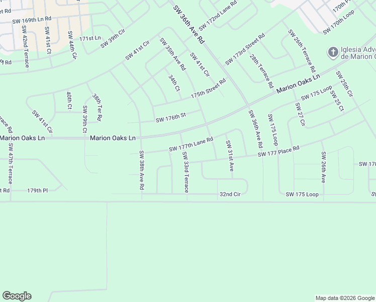 map of restaurants, bars, coffee shops, grocery stores, and more near 3360 Southwest 177th Lane Road in Ocala