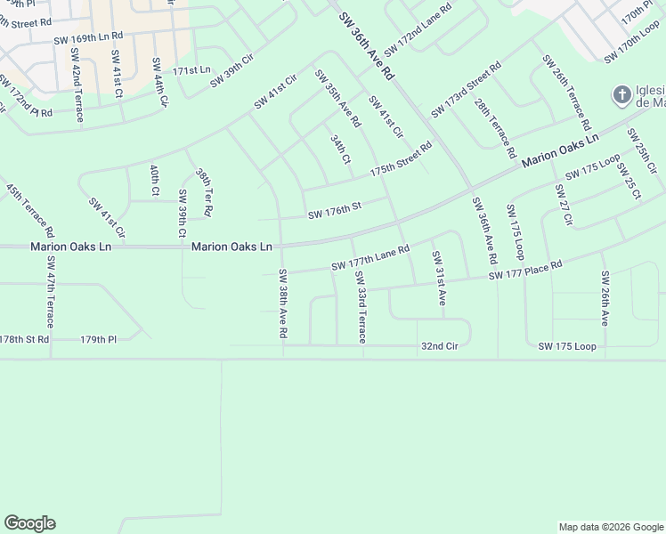 map of restaurants, bars, coffee shops, grocery stores, and more near 3563 Southwest 177th Lane Road in Ocala