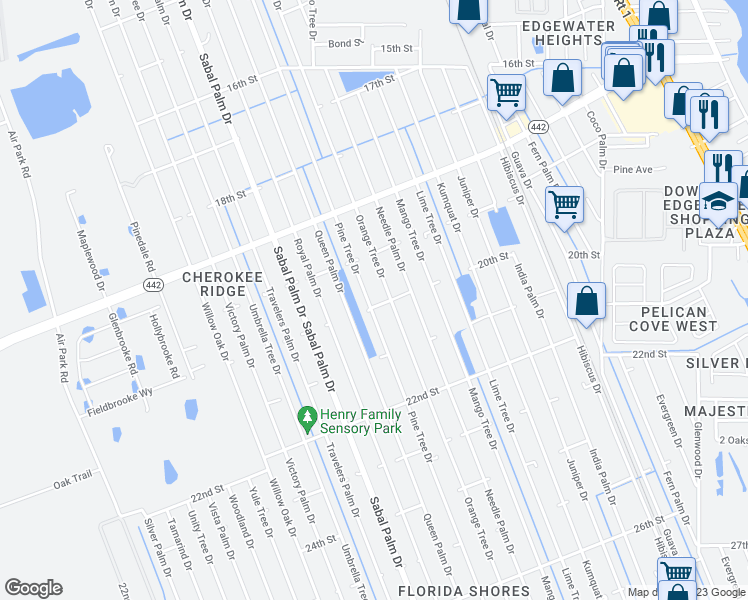 map of restaurants, bars, coffee shops, grocery stores, and more near 1927 Pine Tree Drive in Edgewater