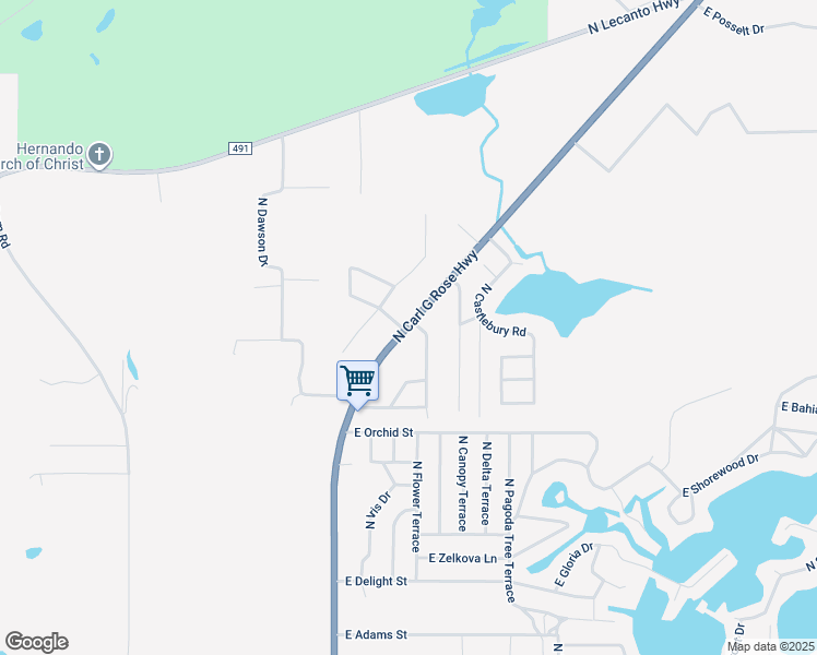 map of restaurants, bars, coffee shops, grocery stores, and more near 6915 North Carl G Rose Highway in Hernando