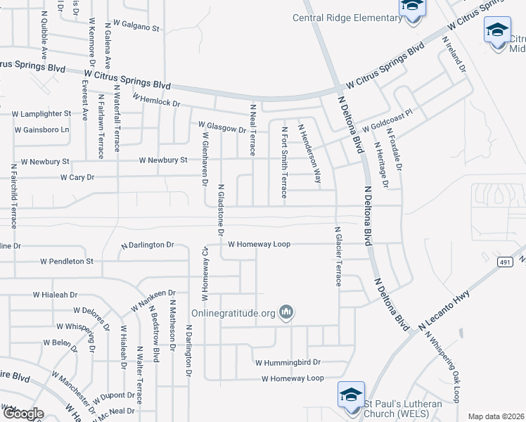 map of restaurants, bars, coffee shops, grocery stores, and more near 764 West Glenhaven Drive in Citrus Springs
