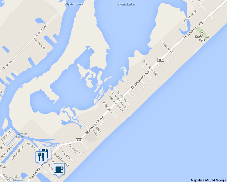 map of restaurants, bars, coffee shops, grocery stores, and more near 226 Detenbeck Avenue in Surfside Beach