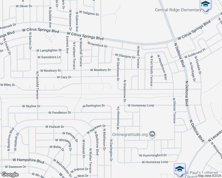 map of restaurants, bars, coffee shops, grocery stores, and more near 1060 West Riley Drive in Citrus Springs
