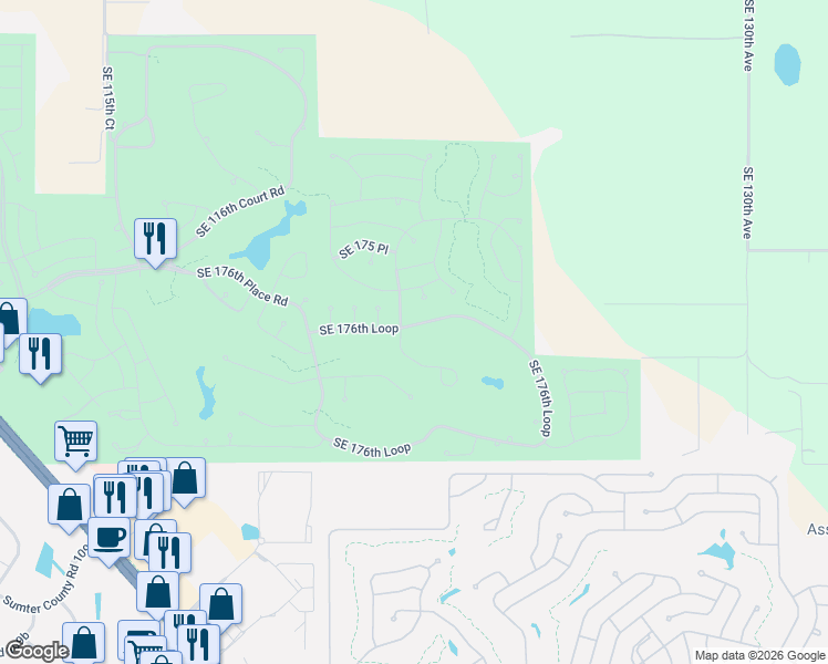 map of restaurants, bars, coffee shops, grocery stores, and more near 12103 Southeast 176th Loop in Summerfield